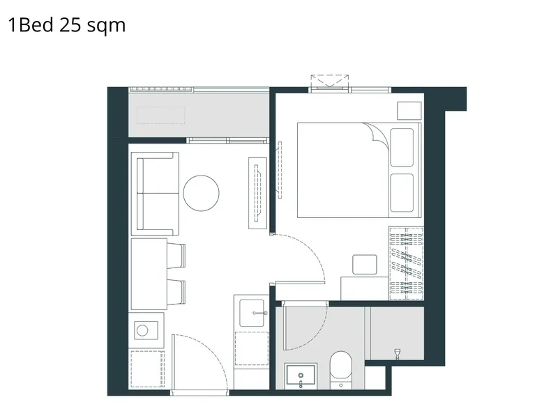 Studio 23 sqm in Nue Riverest (Ratburana) · Floor plan of a different unit type here — 25 m²