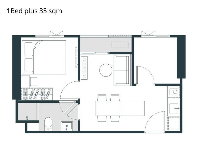 Studio 23 sqm in Nue Riverest (Ratburana) · Floor plan of a different unit type here — 35 m²