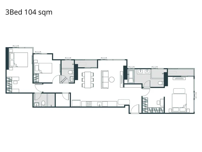 Apartment 3-bedroom 104 sqm in Nue Riverest (Ratburana) · Floor plan of this unit