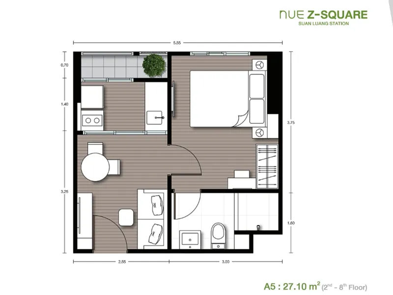 Apartment 1-bedroom 28 sqm in Nue Z Square (Srinakarin) · Floor plan of this unit