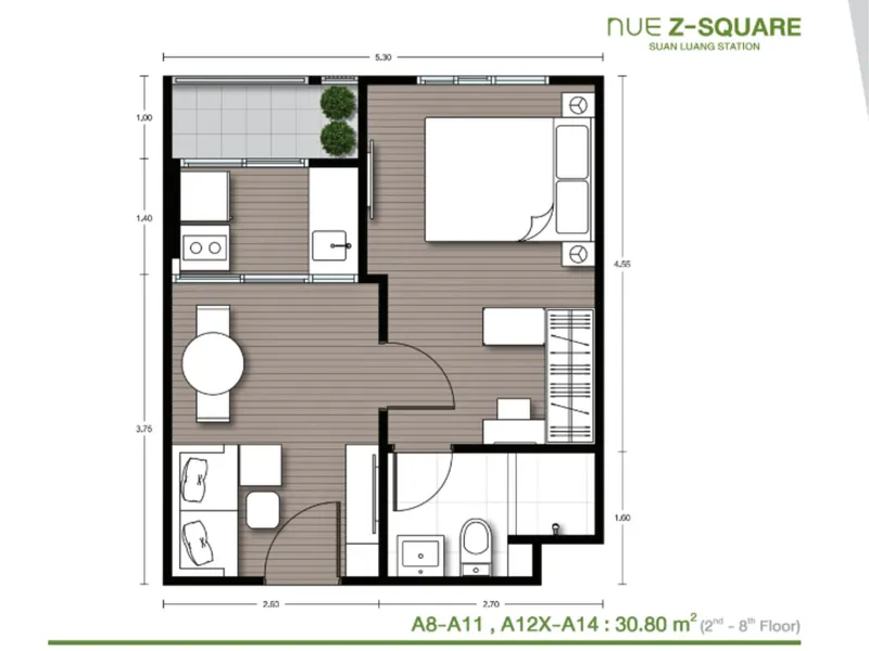 Apartment 1-bedroom 30 sqm in Nue Z Square (Srinakarin) · Floor plan of this unit