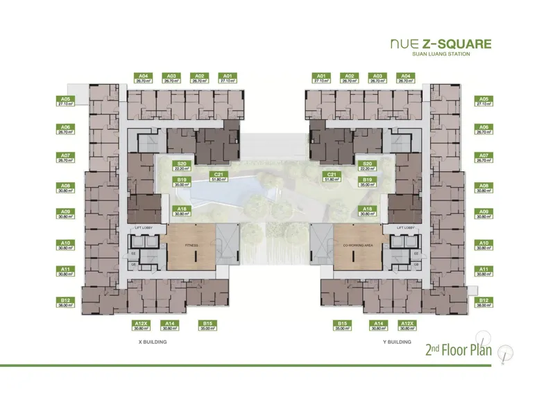 Apartment 1-bedroom 30 sqm in Nue Z Square (Srinakarin) · Development floor plan