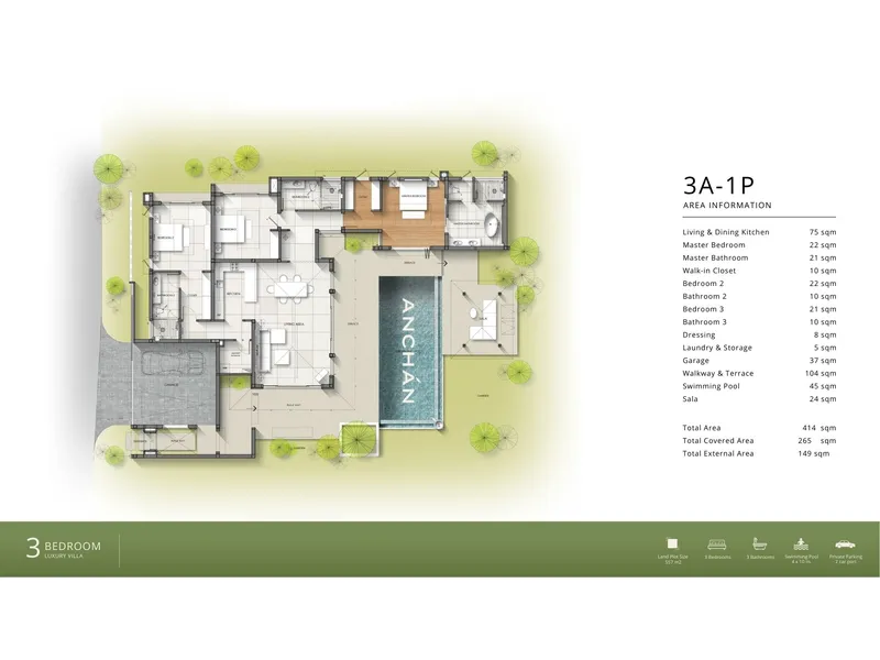 Villa 3-bedroom 429 sqm in Anchan Emerald (Bang Tao) · Development floor plan