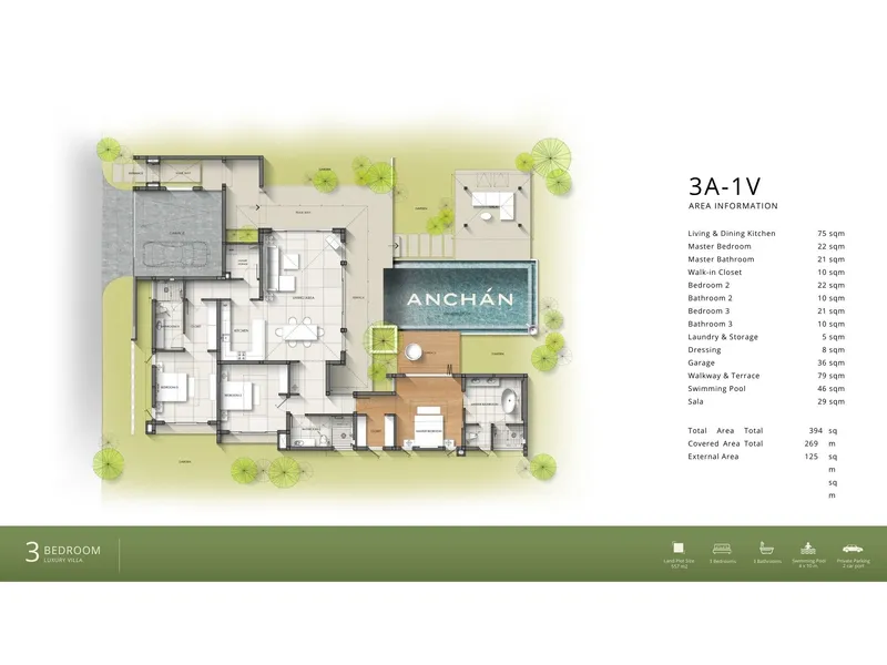 Villa 3-bedroom 429 sqm in Anchan Emerald (Bang Tao) · Development floor plan