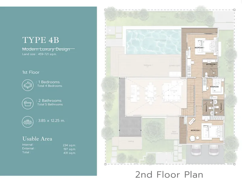 Villa 4-bedroom 431 sqm in Botanica Chalong Bay (Chalong) · Development floor plan