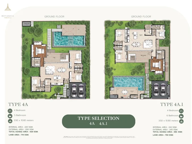 Villa 4-bedroom 420 sqm in Botanica Foresta 2 (Layan) · floor plan