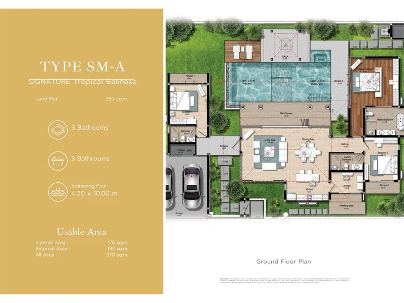 Villa 4-bedroom 232 sqm in Botanica Four Seasons (Layan) · floor plan
