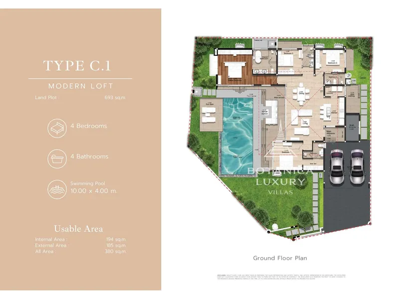 Villa 4-bedroom 232 sqm in Botanica Four Seasons (Layan) · floor plan