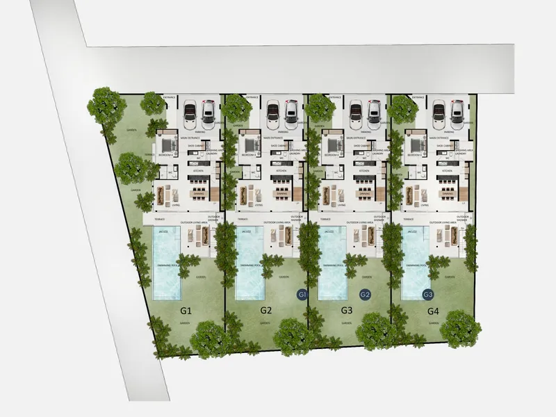 Villa 4-bedroom 220 sqm in Botanica Grand Seathrough (Rawai) · Development floor plan
