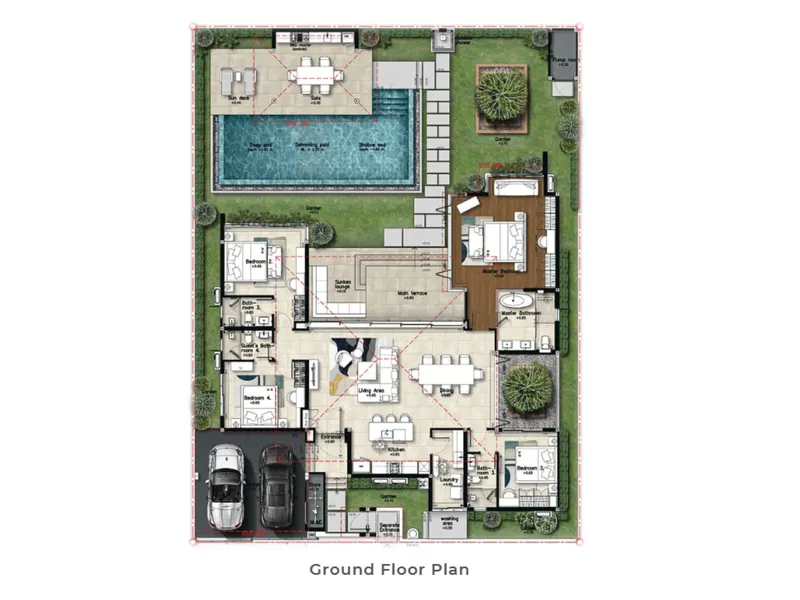 Villa 4-bedroom in Botanica Green Boulevard (Thalang) · Development floor plan