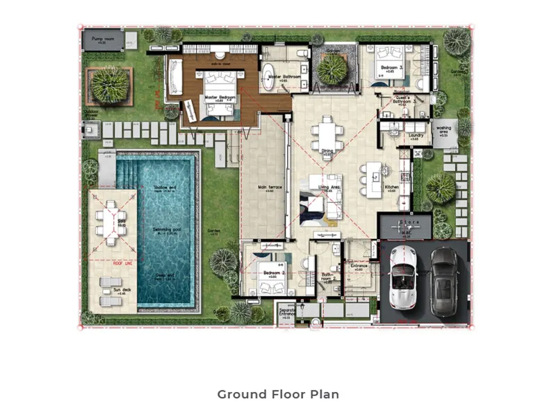 Villa 4-bedroom in Botanica Green Boulevard (Thalang) · Development floor plan