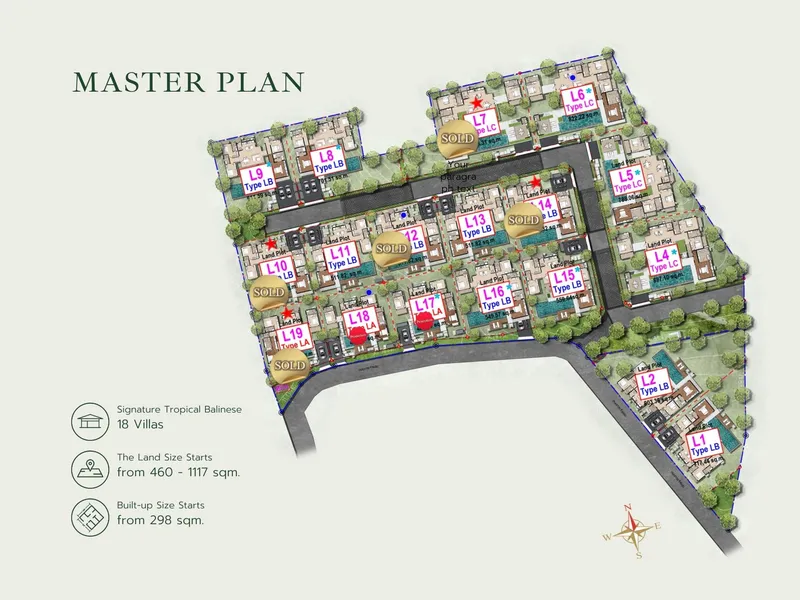 Villa 3-bedroom 329 sqm in Botanica Lakeside 2 (Bang Tao) · Development floor plan