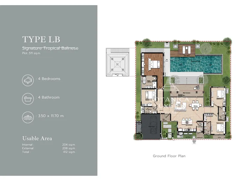 Villa 3-bedroom 329 sqm in Botanica Lakeside 2 (Bang Tao) · Development floor plan