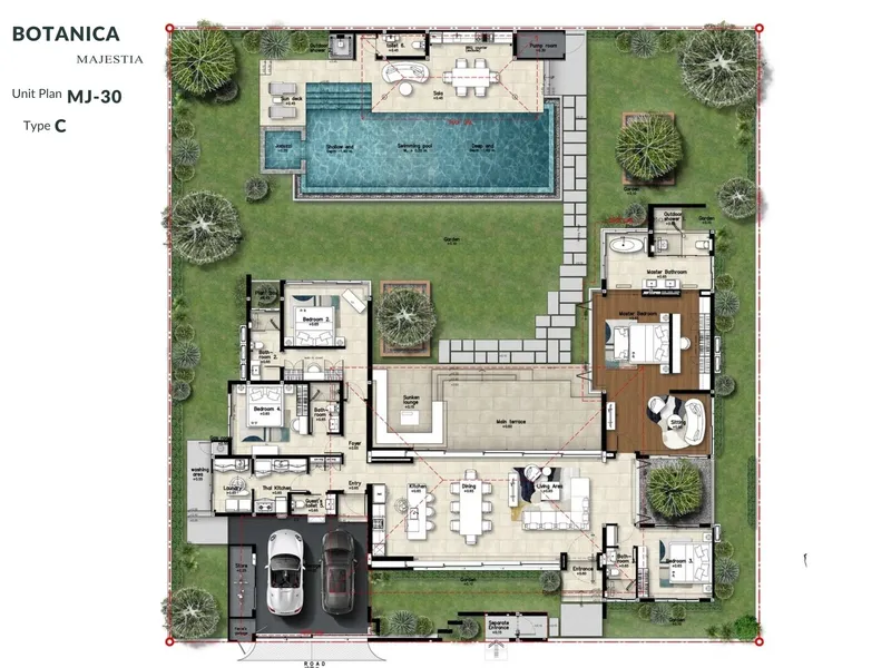Villa 3-bedroom 325 sqm in Botanica Majestia (Kathu) · Floor plan of a different unit type here — 615 m²