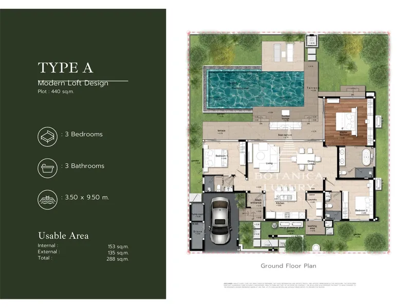 Villa 3-bedroom 288 sqm in Botanica Modern Loft 2 (Bang Tao) · Development floor plan