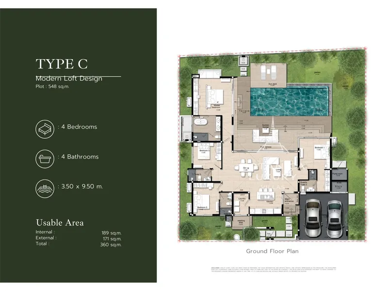 Villa 3-bedroom 288 sqm in Botanica Modern Loft 2 (Bang Tao) · Development floor plan