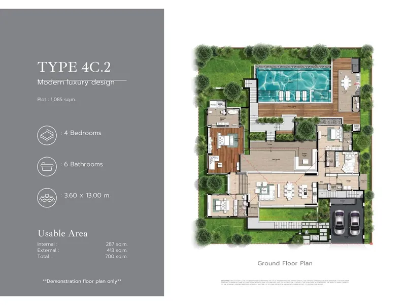 Villa 4-bedroom 239 sqm in Botanica MontAzure (Kamala) · Development floor plan