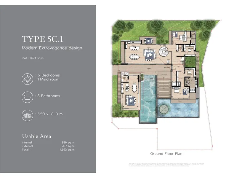 Villa 4-bedroom 239 sqm in Botanica MontAzure (Kamala) · Development floor plan