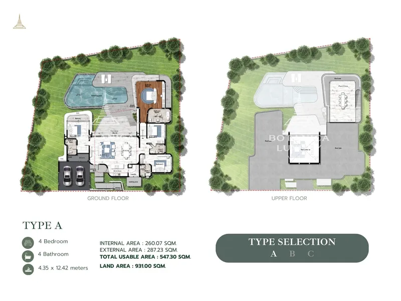 Villa 4-bedroom 625 sqm in Botanica Sky Valley (Layan) · Development floor plan