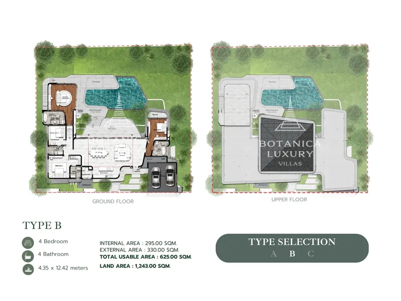 Villa 4-bedroom 625 sqm in Botanica Sky Valley (Layan) · Development floor plan