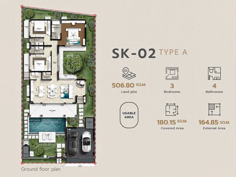 Villa 3-bedroom 340 sqm in Botanica Skyport (Nai Yang) · Development floor plan
