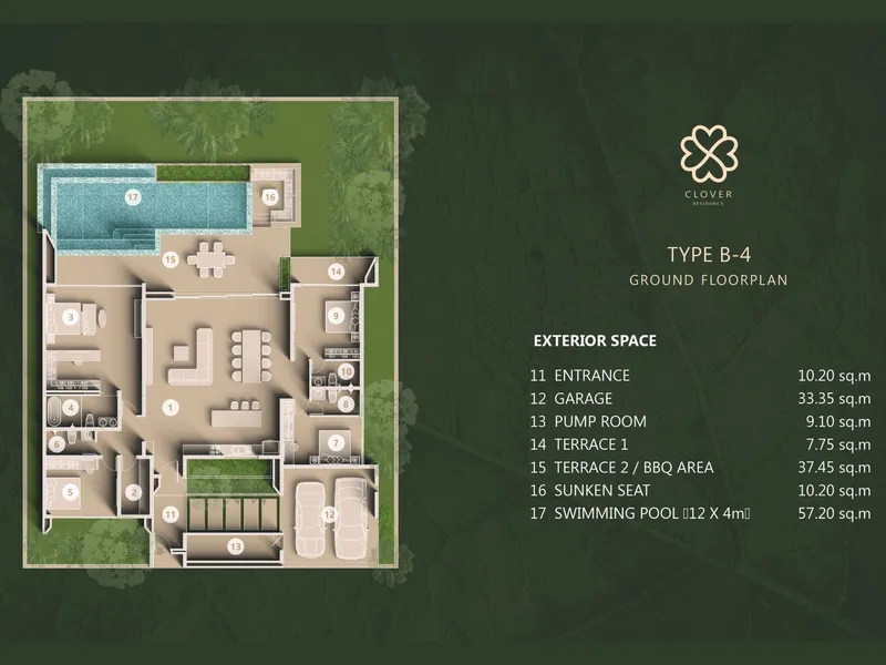 Villa 4-bedroom 392 sqm in Clover Residence (Thalang) · Floor plan of this unit