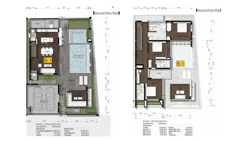 Villa 3-bedroom 191 sqm in Dareeya Villas (Bang Tao) · Floor plan of a different unit type here — 274 m²