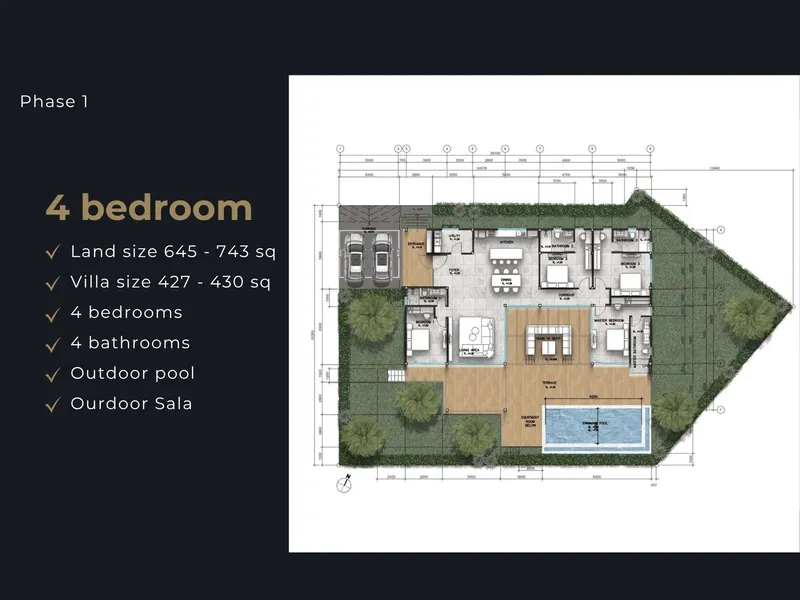 Villa 2-bedroom 261 sqm in KA Village (Rawai) · Floor plan of a different unit type here — 426 m²