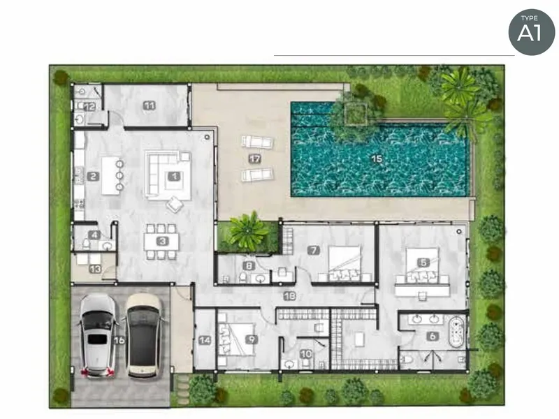 Villa 3-bedroom 360 sqm in Mouana Serenity Cherng Talay (Thalang) · Development floor plan