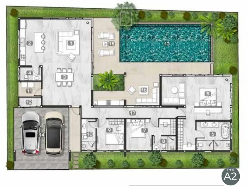 Villa 3-bedroom 360 sqm in Mouana Serenity Cherng Talay (Thalang) · Development floor plan