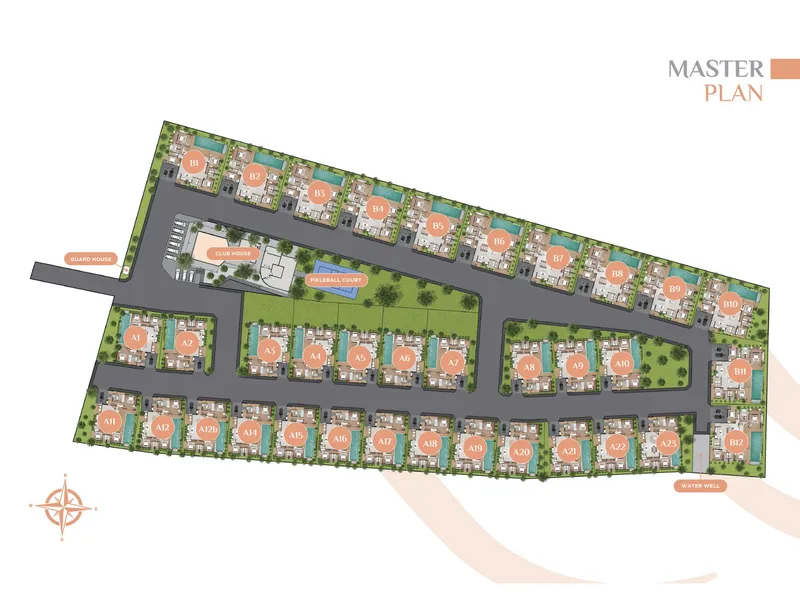 Villa de 3 dormitorios 274 m² en Moneteria Villas (Rawai) · Plano del complejo