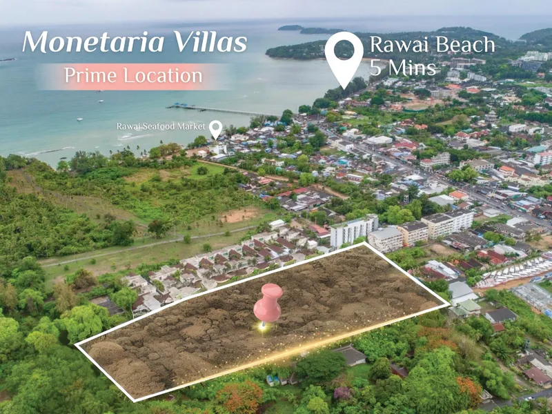 Moneteria Villas, půdorys: letecký pohled