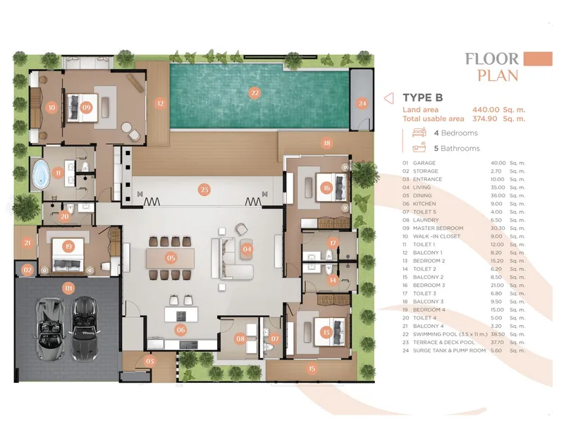 Moneteria Villas, půdorys