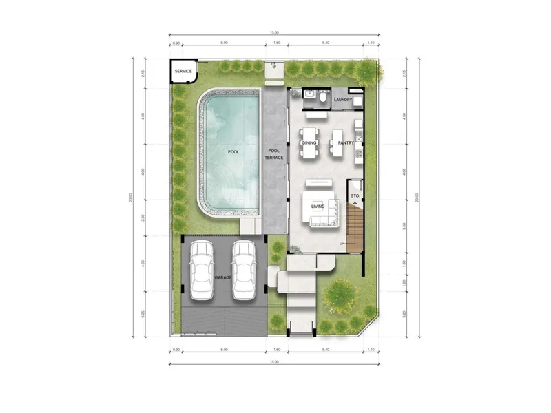 Villa 3-bedroom 292 sqm in NAI VILLAS Urban (Chalong) · Development floor plan