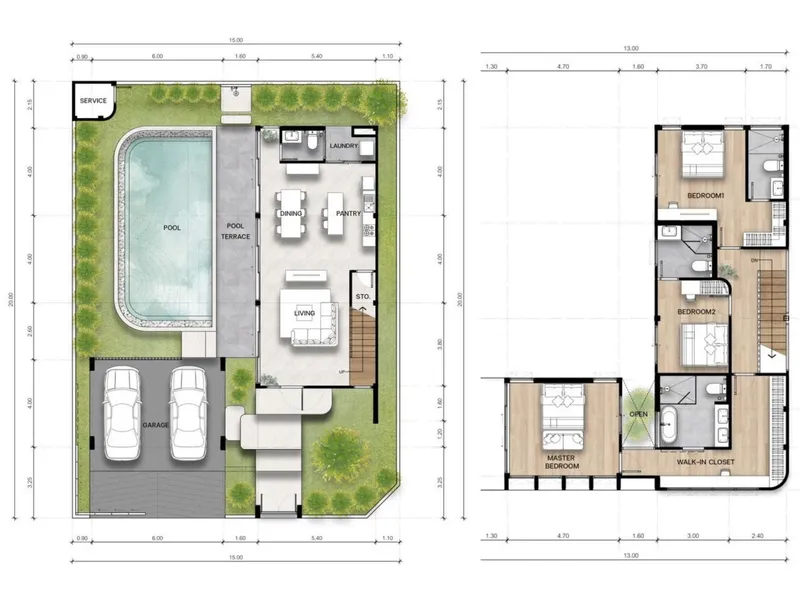 Villa 3-bedroom 292 sqm in NAI VILLAS Urban (Chalong) · Development floor plan