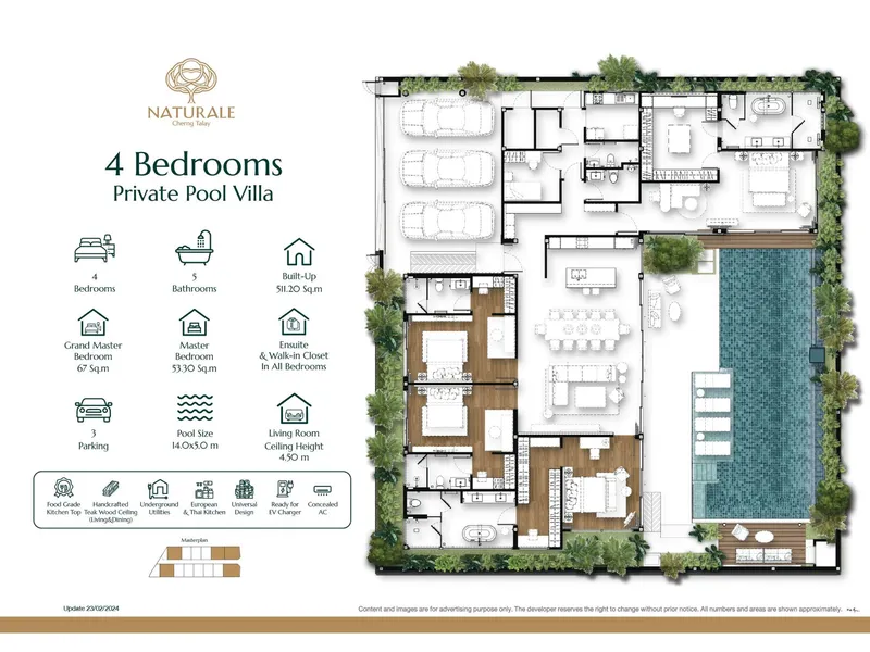 Villa 3-bedroom 207 sqm in Naturale Villas Cherng Talay (Bang Tao) · Floor plan of a different unit type here