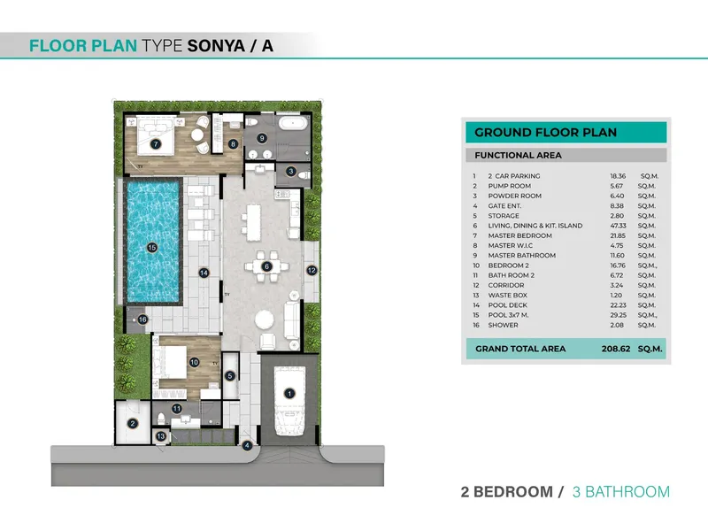 Villa 2-bedroom 209 sqm in Phuvista 3 Nai Yang (Nai Yang) · Floor plan of this unit