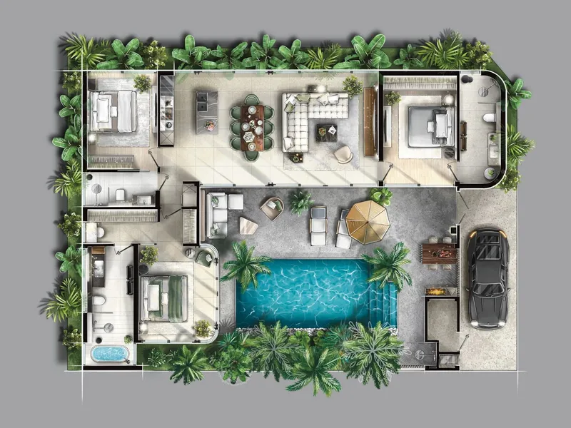 Villa 2-bedroom 146 sqm in Proxima Villas Phase 2 (Bang Tao) · floor plan