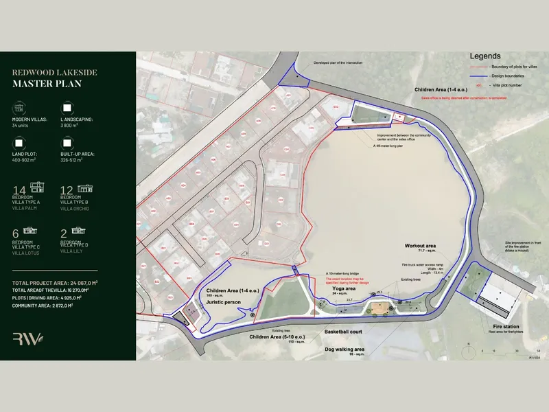 Redwood Lakeside Villas, floor plan: facilities