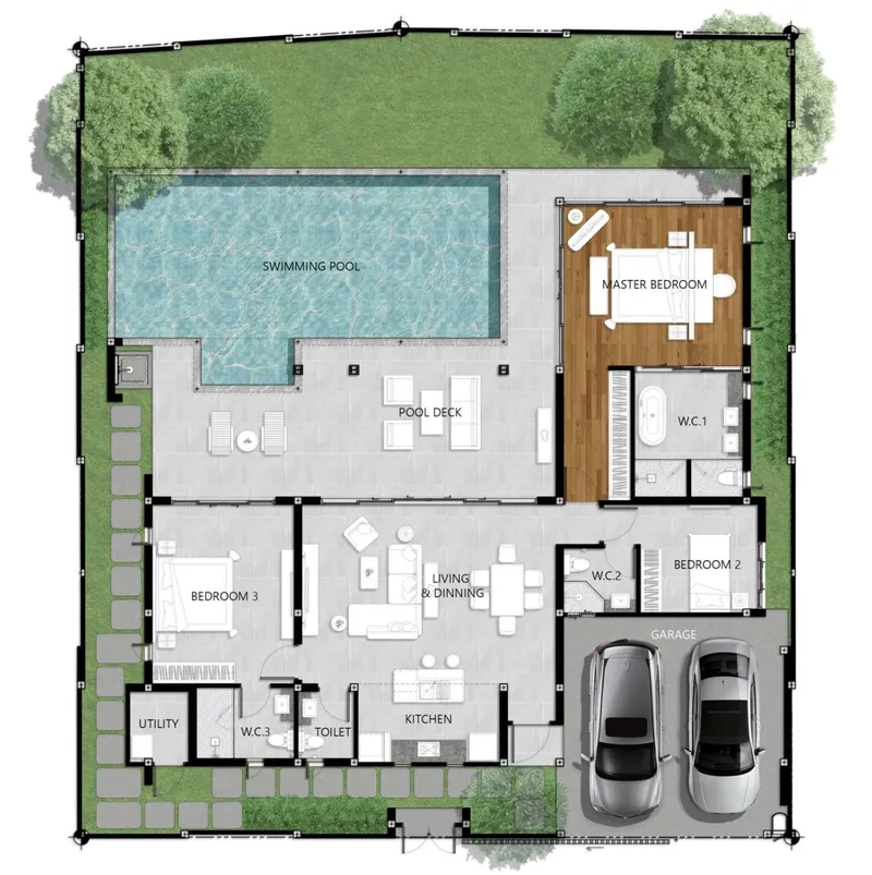 Villa 3-bedroom 273 sqm in Rungtiva (Bang Tao) · Floor plan of this unit