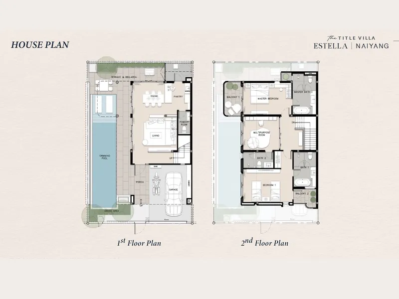 Villa 3-bedroom 265 sqm in The Title Villa Estella (Nai Yang) · Development floor plan