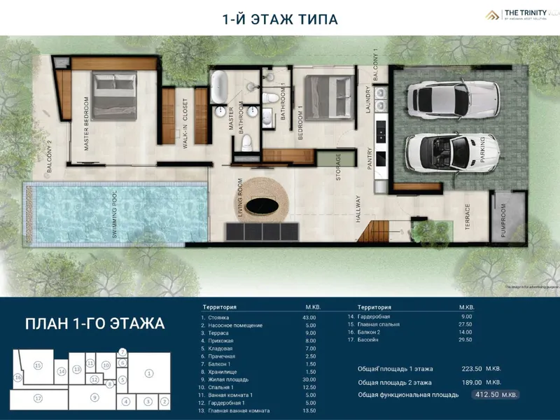 Villa 3-bedroom 412.5 sqm in The Trinity Village (Bang Tao) · floor plan