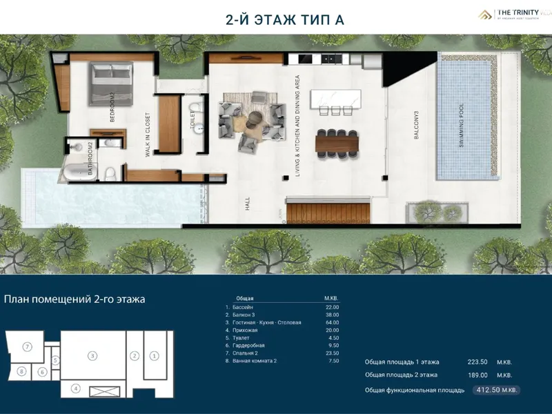 Villa 3-bedroom 412.5 sqm in The Trinity Village (Bang Tao) · floor plan