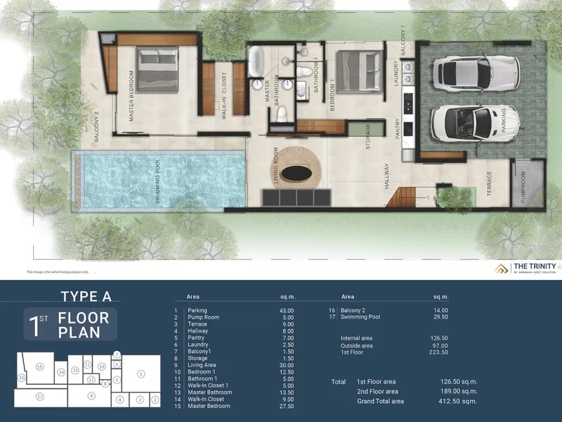 Villa 3-bedroom 412.5 sqm in The Trinity Village (Bang Tao) · floor plan