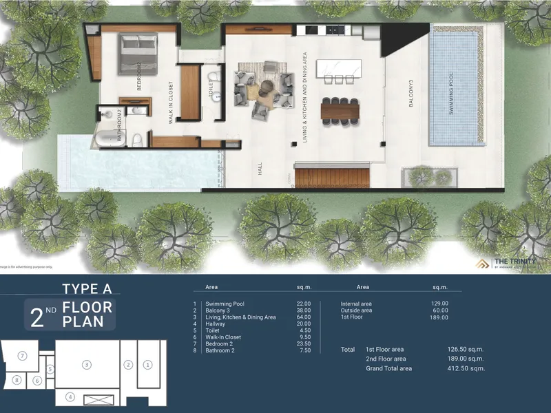 Villa 3-bedroom 412.5 sqm in The Trinity Village (Bang Tao) · floor plan