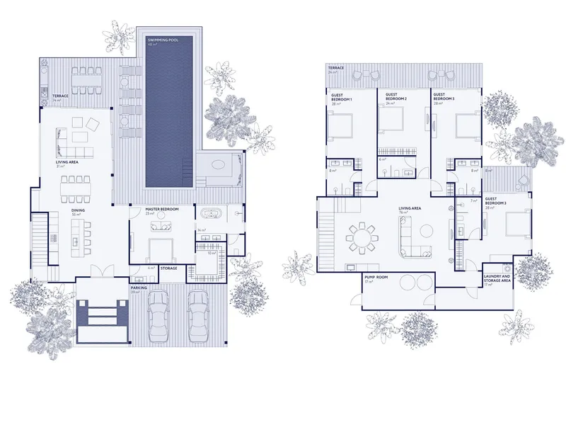Villa 3-bedroom 350 sqm in VISTA del MAR (Naithon) · Floor plan of a different unit type here — 630 m²