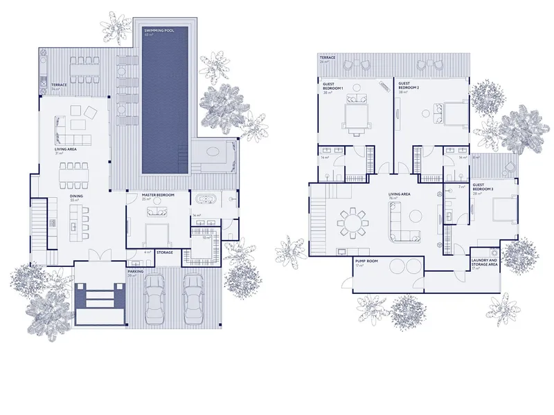 Villa 3-bedroom 350 sqm in VISTA del MAR (Naithon) · Floor plan of a different unit type here — 600 m²