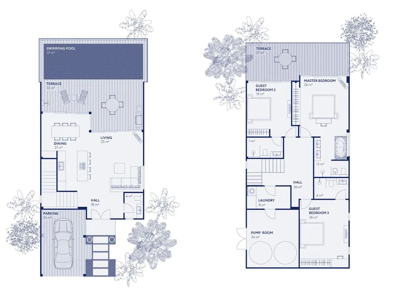 Villa 3-bedroom 350 sqm in VISTA del MAR (Naithon) · Floor plan of this unit