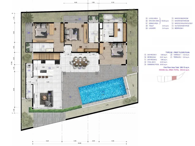 Villa 3-bedroom 350 sqm in Green Hills (Lamai) · Floor plan of this unit