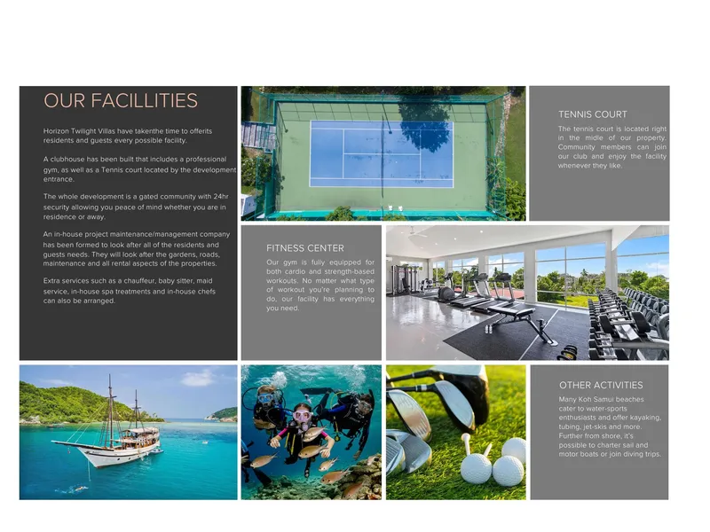 Villa 4-bedroom 545 sqm in Horizon Twilight Villas (Plai Laem) · facilities
